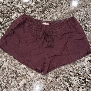Altar’d State - Linen Women's Drawstring Lounge Shorts - Plum/Maroon